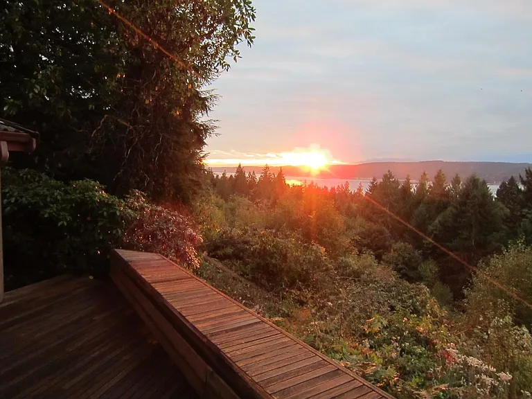 back desk facing Hood Canal and Mt Olympia sunset