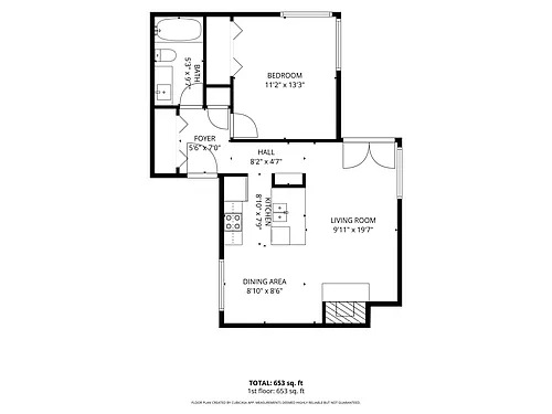 Floor plan One Bedroom Corner Unit