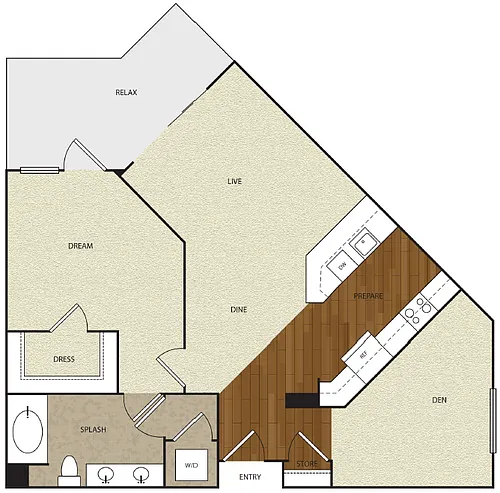 Floor plan 1 Bed 1 Bath 3