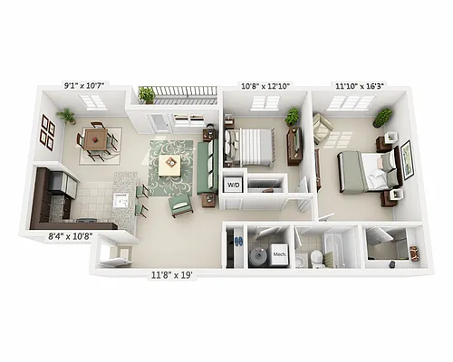 Floor plan Two Bedroom B1B
