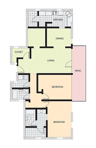 Floor plan 2 x 2 Cavanaugh