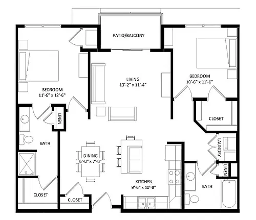 Floor plan 2 Bedroom F SIM