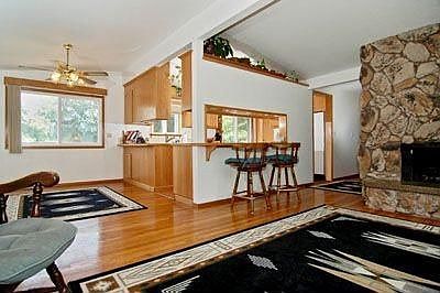 View of dining room and kitchen from the living room