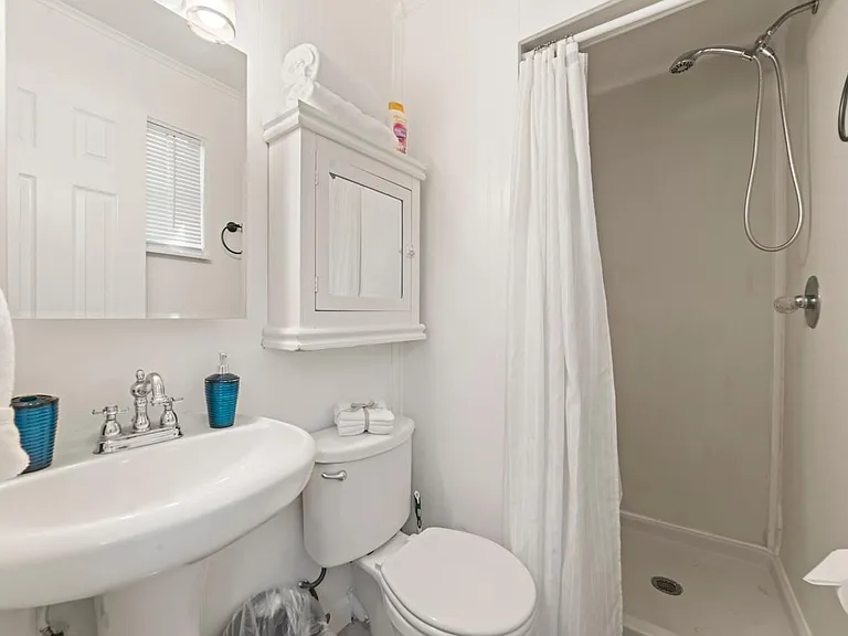 bright, sunny bathroom.