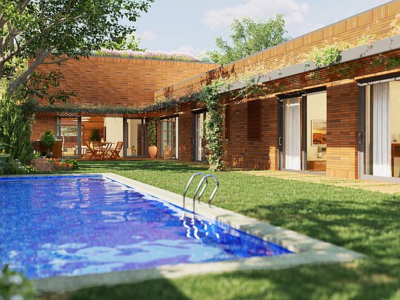 TE V25 Courtyard Rendering Optional Pool