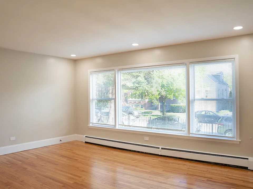 Living room with dimmable recessed lights