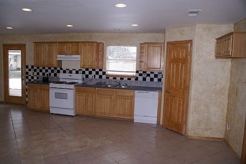 Kitchen showing back door