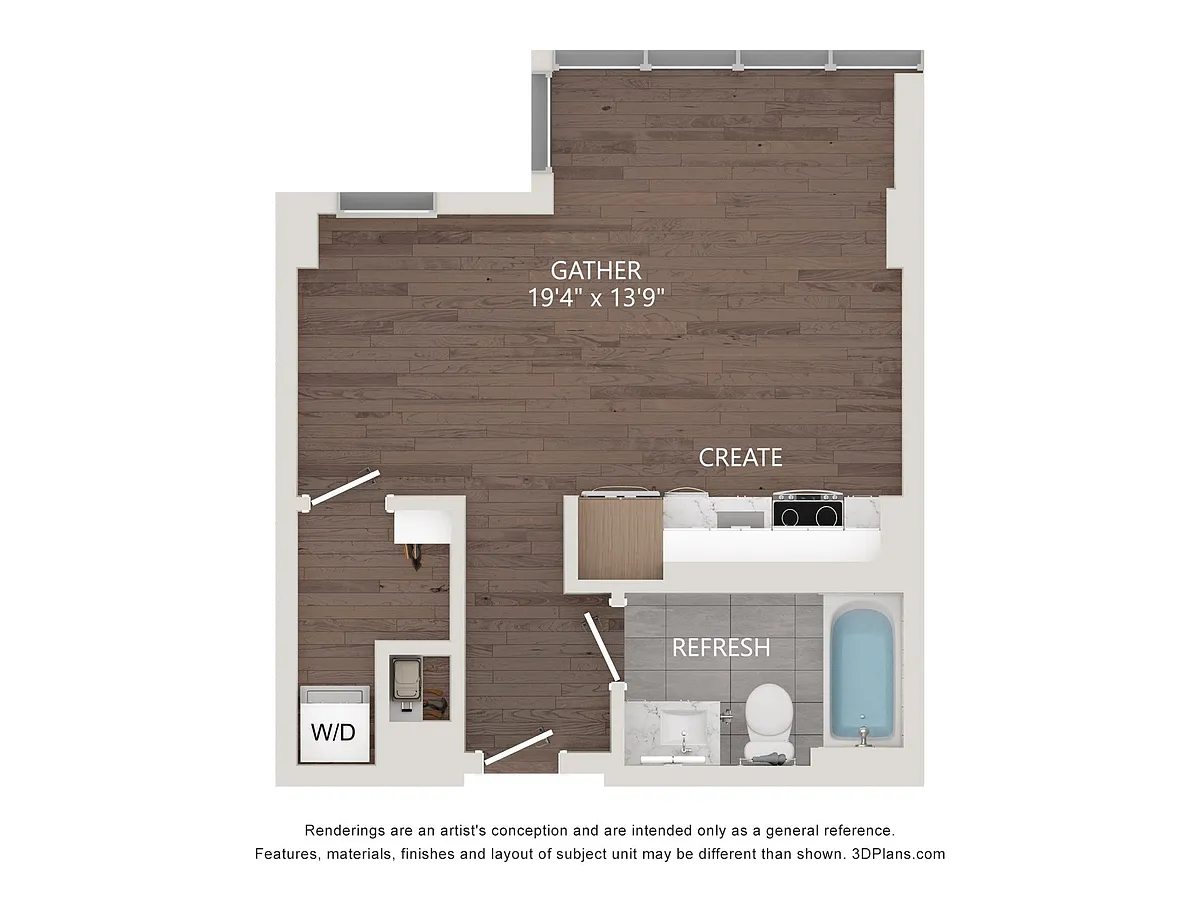 Floor plan Studio 435 Sqft