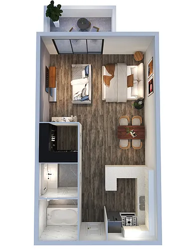 Floor plan 0 Bedroom 1 Bathroom