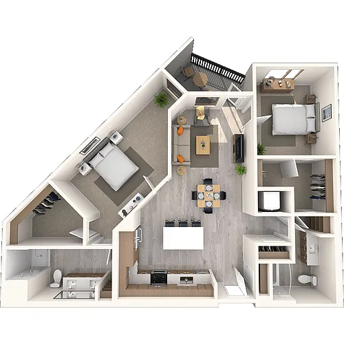 Floor plan B3 2x2-1289 SF