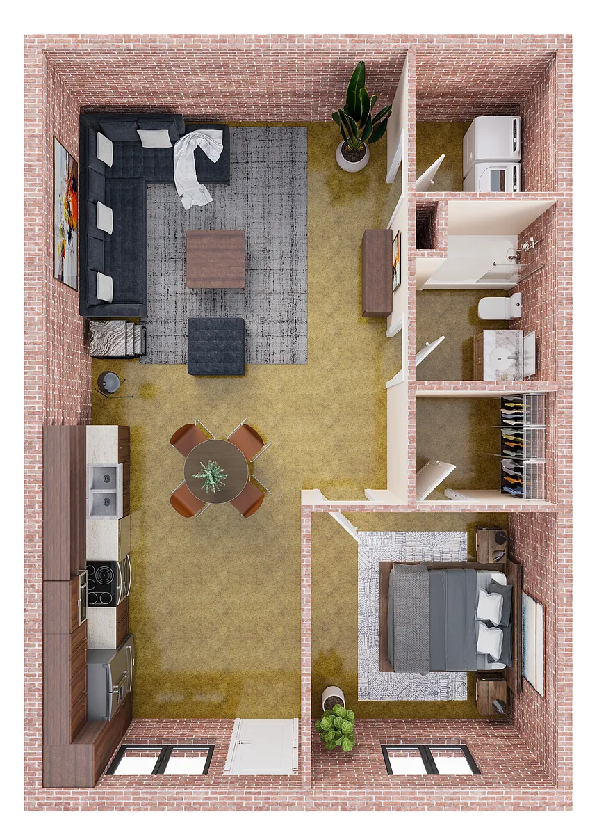 Floor plan A2 Mill on Main - One Bedroom, One Bathroom