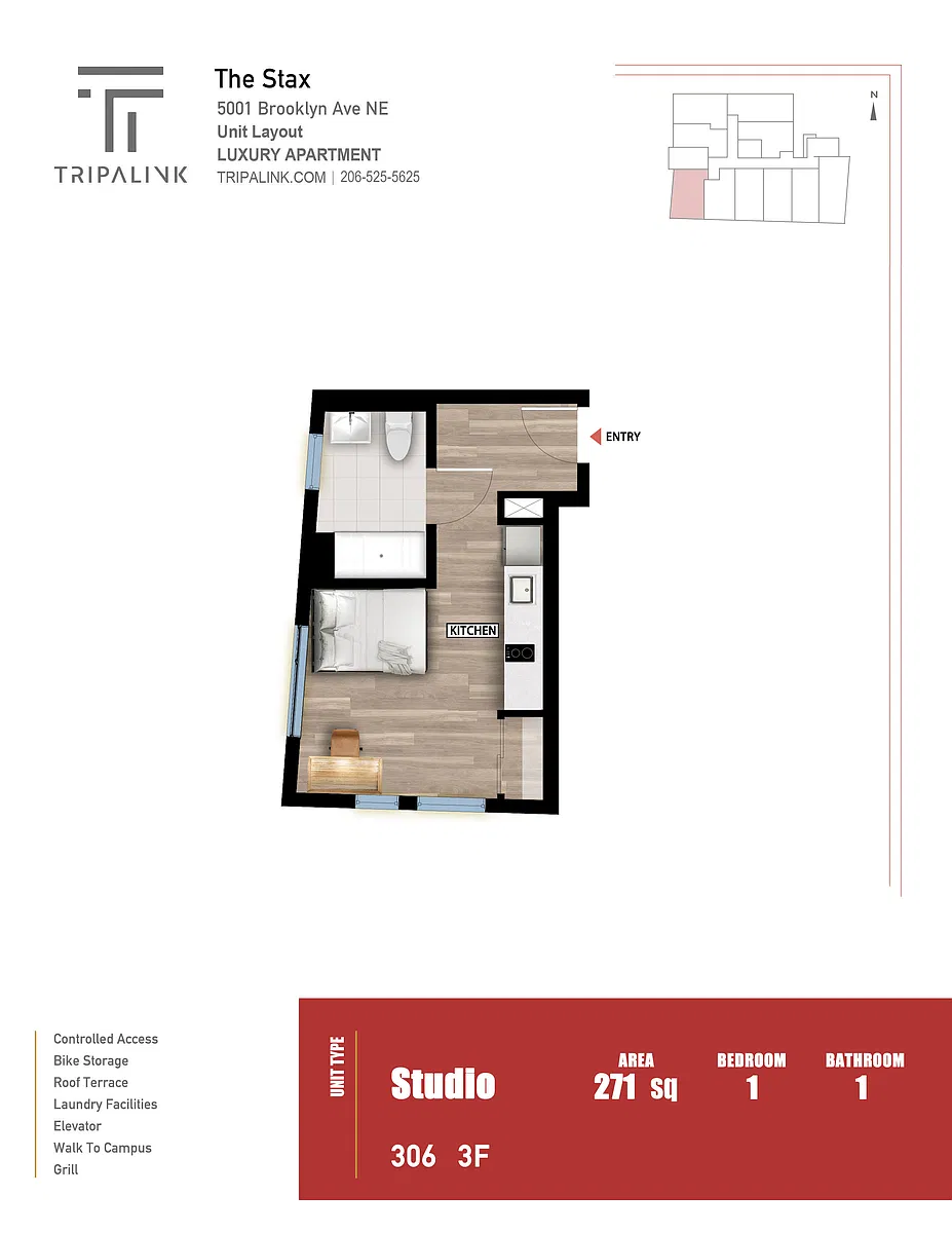 Floor plan Studio - 271 sqft