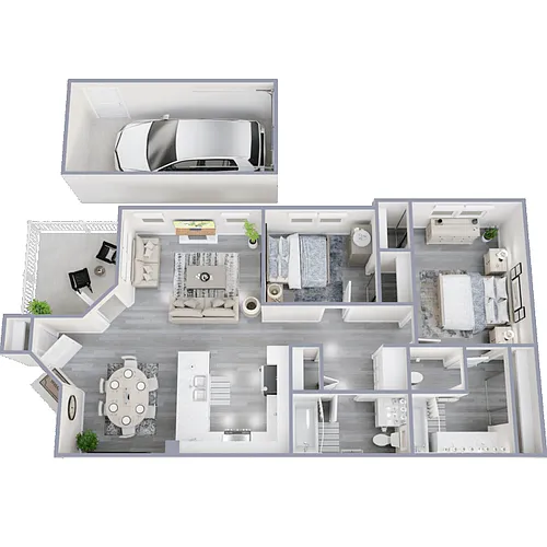 Floor plan Orion - Two Bedroom/Two Bath 998 Sq Ft