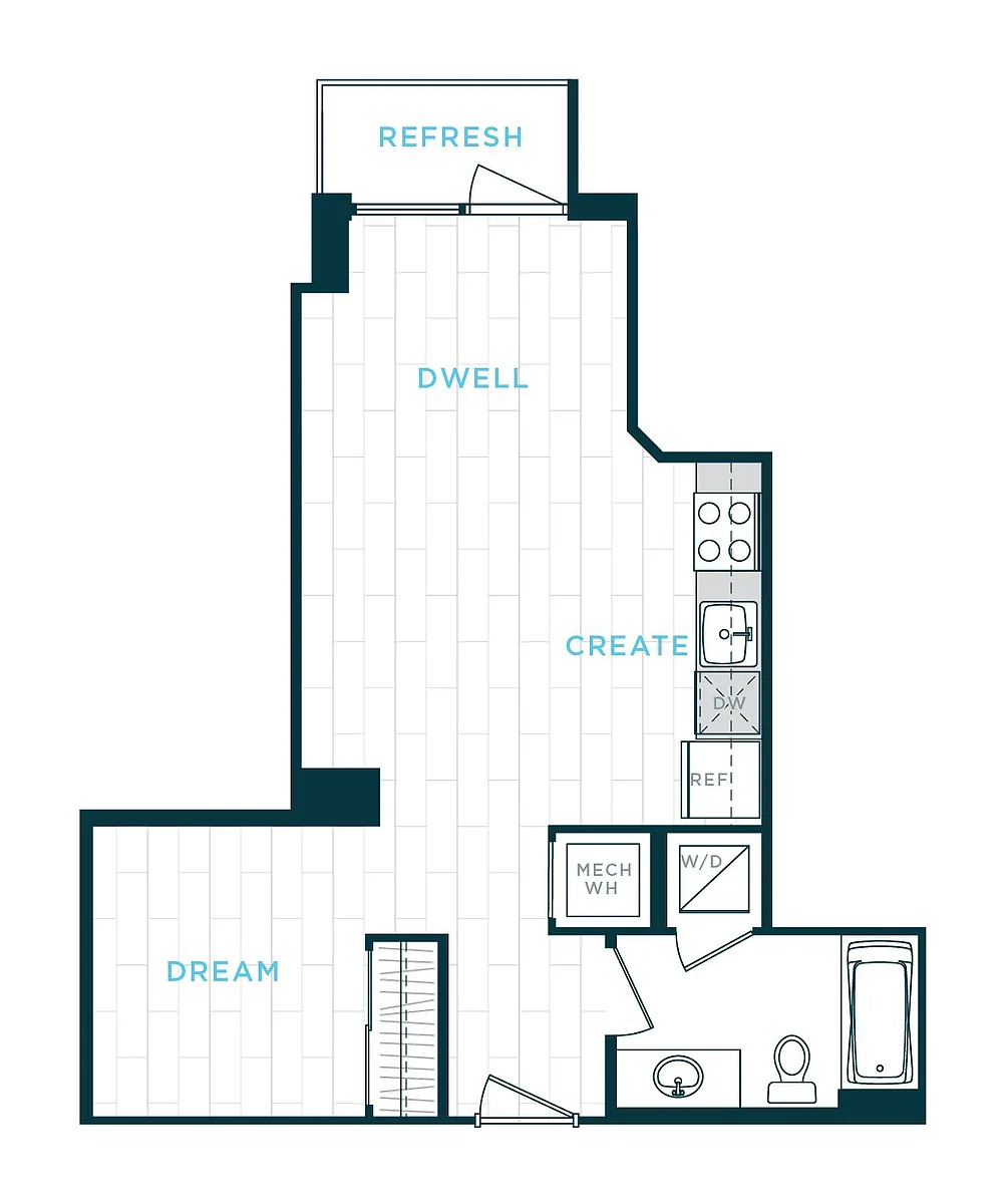 Floor plan 1 Bed/1 Bath sl-a01