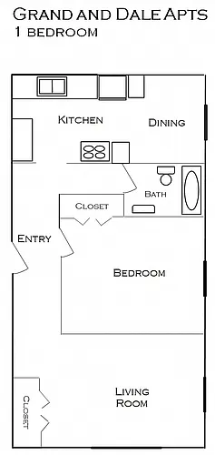 Floor plan 1 Bedroom 1 Bath