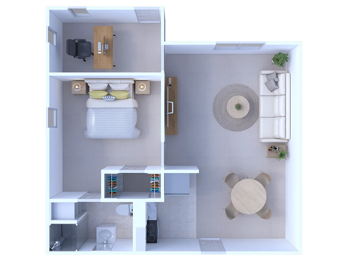 Floor plan 1 Bedroom/1 Bathroom Den