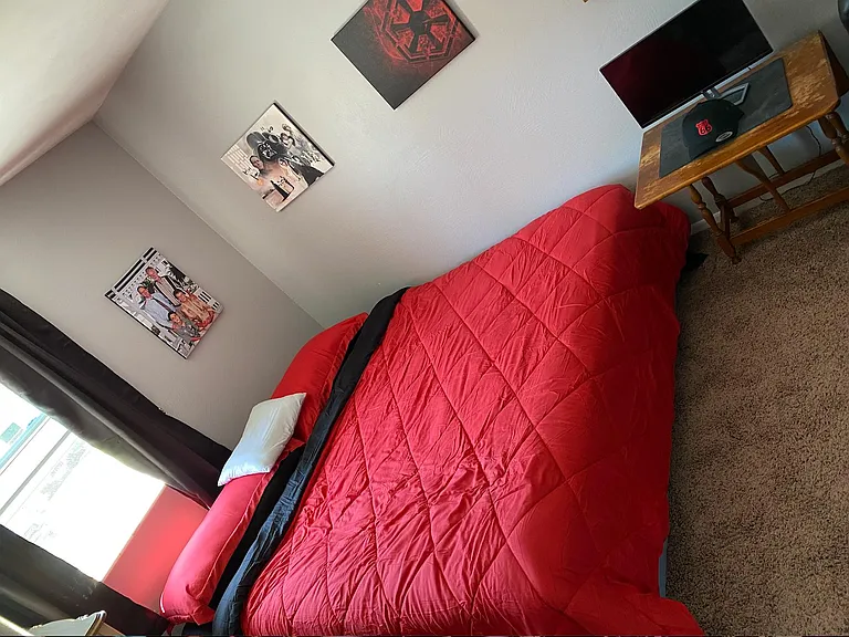 bedroom does not show new life proof plank flooring which is thruout house.oom