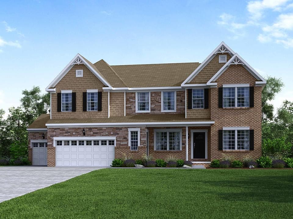 Elevation B Victorian Partial Brick and Stone with 3 Car Garage