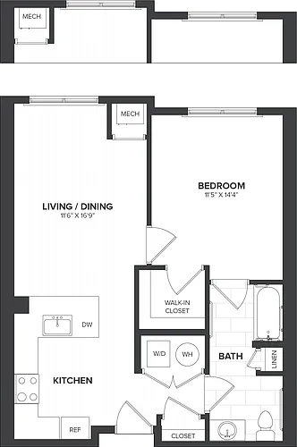 Floor plan 1 Bed/1 Bath-A3