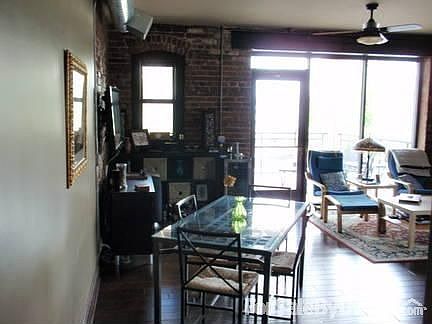 Dining room : living room off to the fron right, kitchen to the immediate right. studio style