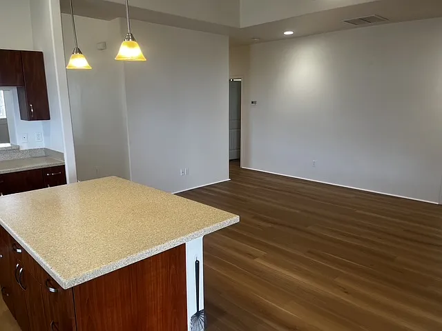Great room with vaulted ceiling