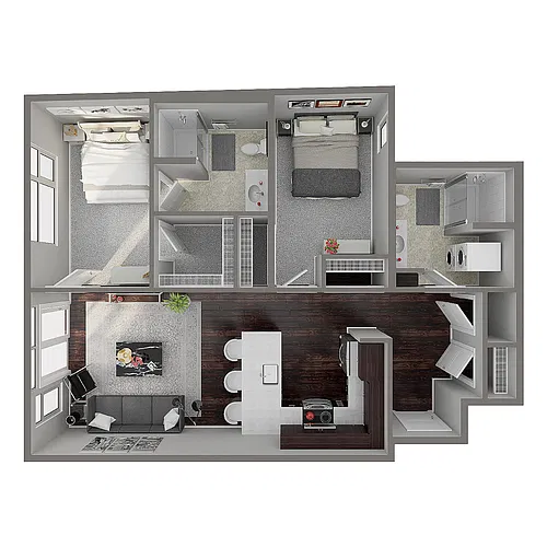 Floor plan 2 Bed/2 Bath - B