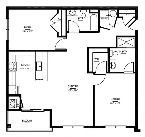 Floor plan 2 Bed/2 Bath-2B-C Phase II