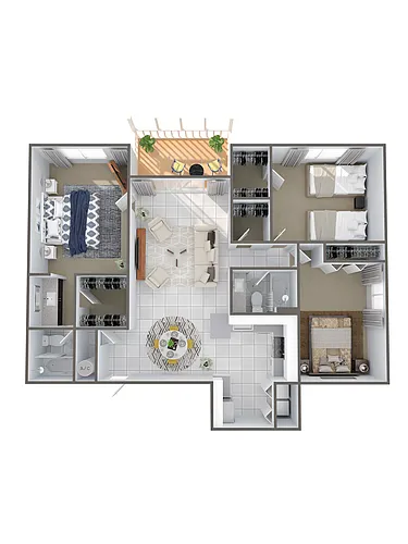 Floor plan C1R - Three Bedroom, Two Bathroom