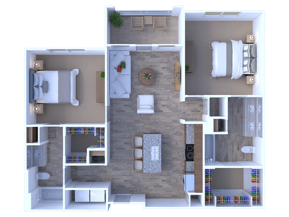 Floor plan B2 Cypress - 2 Bedroom, 2 Bathroom