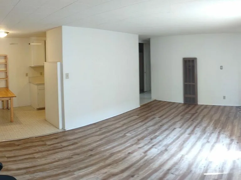 Living area, dining room and kitchen