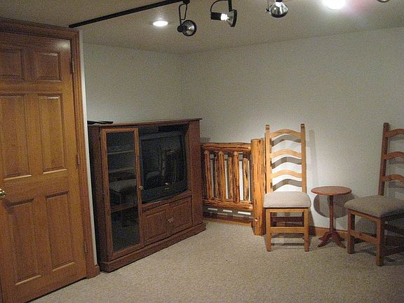 family room in basement