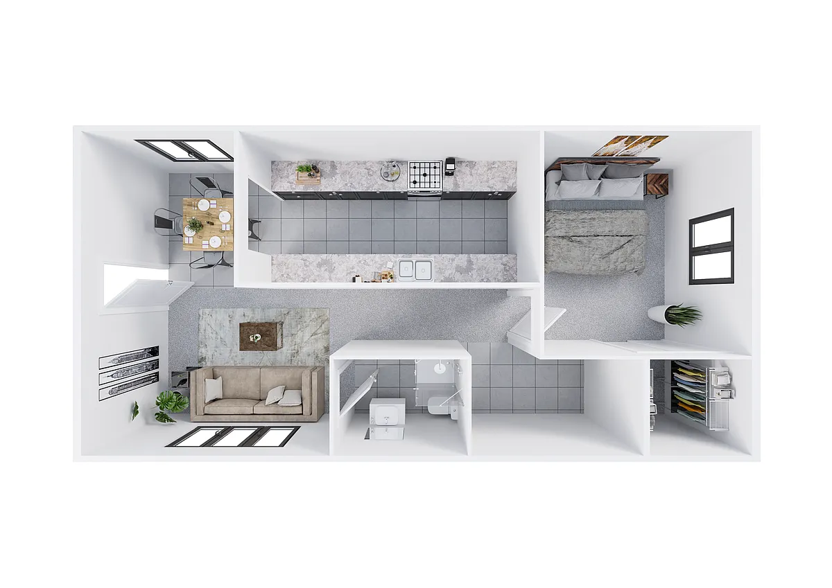 Floor plan 1 Bedroom, 1 Bathroom