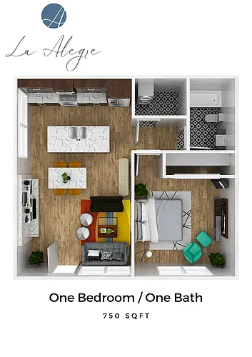 Floor plan One Bedroom w/ Carport