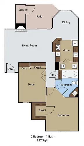 Floor plan 2 BR 1 BA