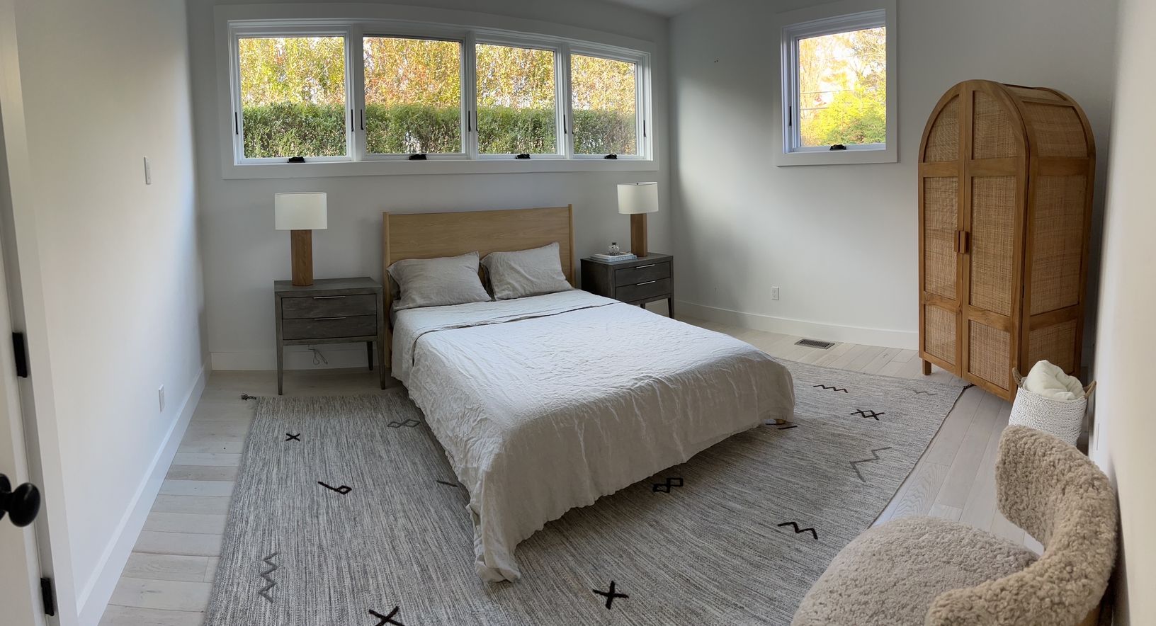 First floor jr primary with king bed and SMART TV full bath steps away