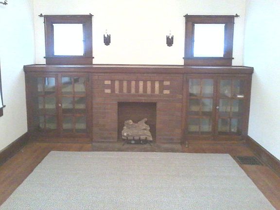 Gas fireplace and built-ins in living room