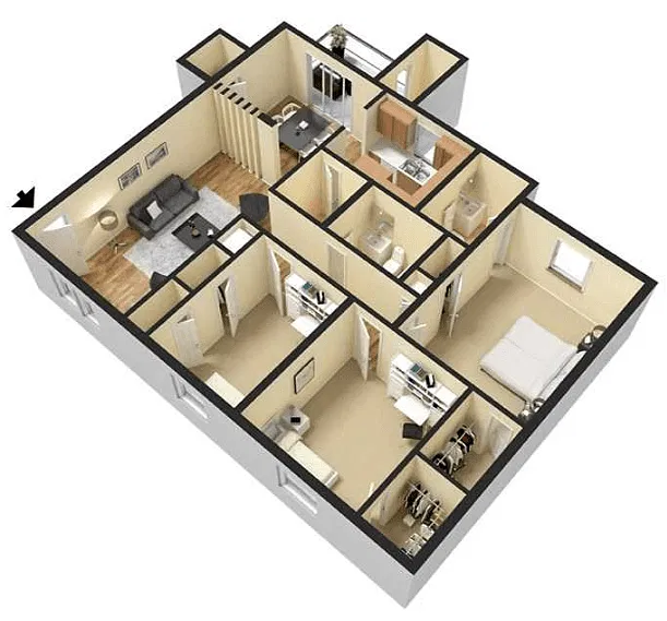 Floor plan Foxfire 3 Bedroom 2 Bathroom Large