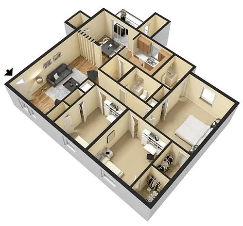 Floor plan Foxfire 3 Bedroom 2 Bathroom Large