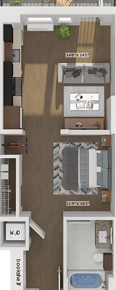 Urban 1 Bedroom 01F Floorplan Diagram