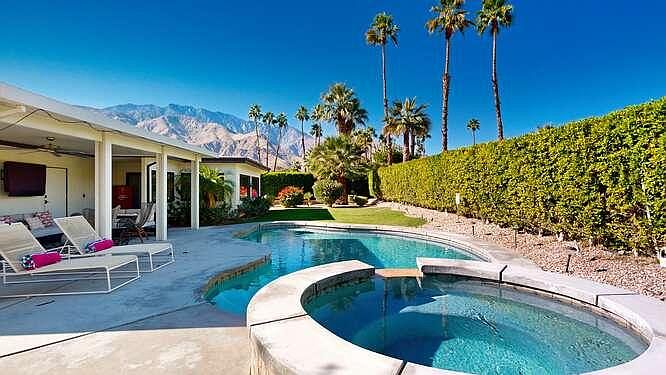 Beautiful scenic view of the mountains from the pool and spa.