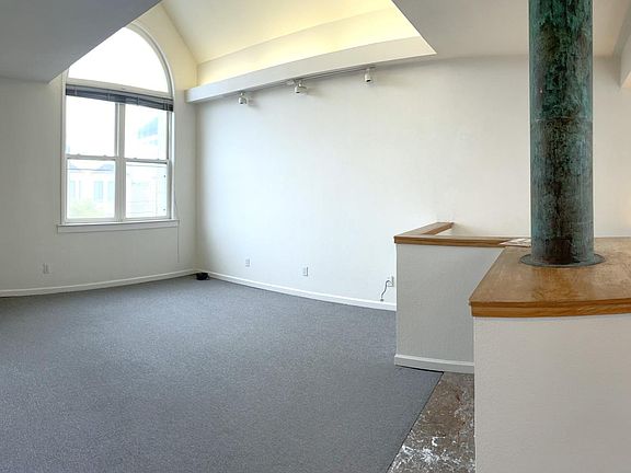 living room unfurnished, view from hallway landing