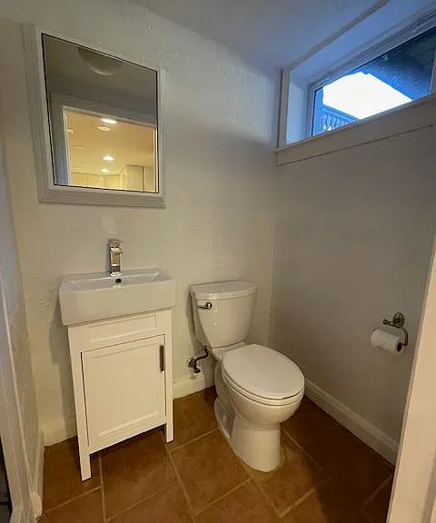 Basement bathroom with shower.
