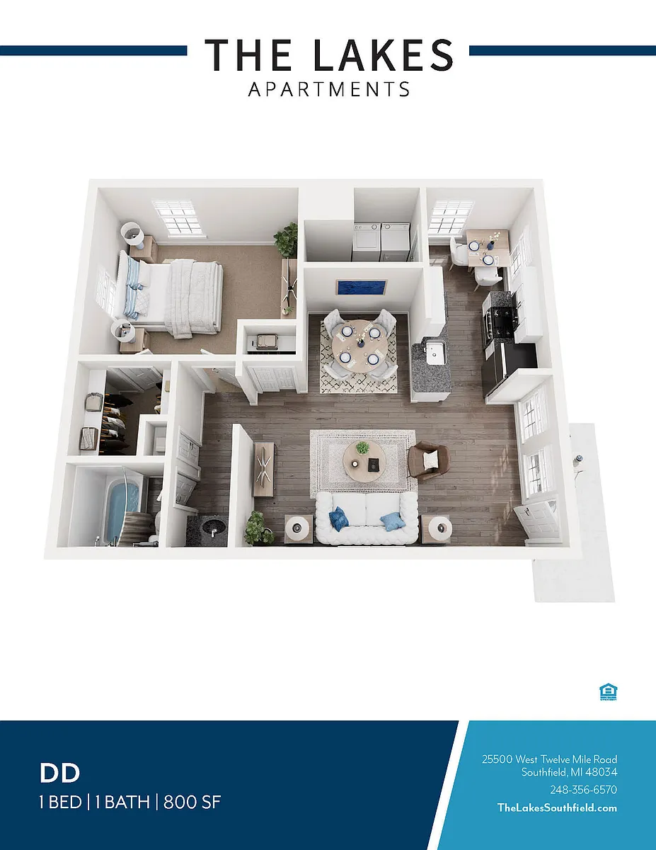 Floor plan 1 BED 1 BATH STYLE B