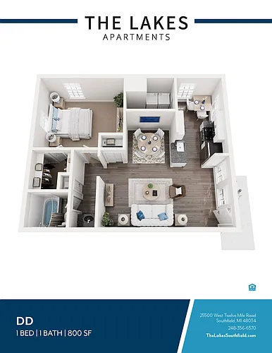 Floor plan 1 BED 1 BATH STYLE B