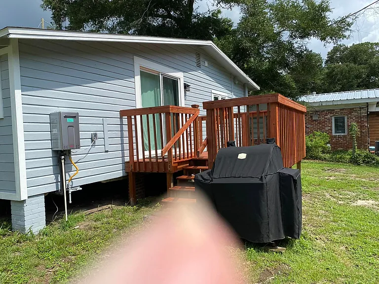 Barbeque and deck.