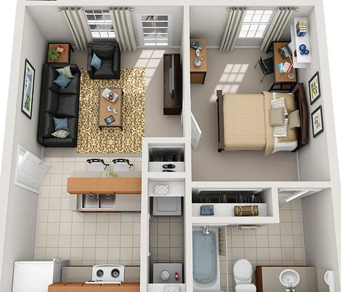 1 Bedroom | 1 Bathroom 1 Bedroom | 1 Bathroom