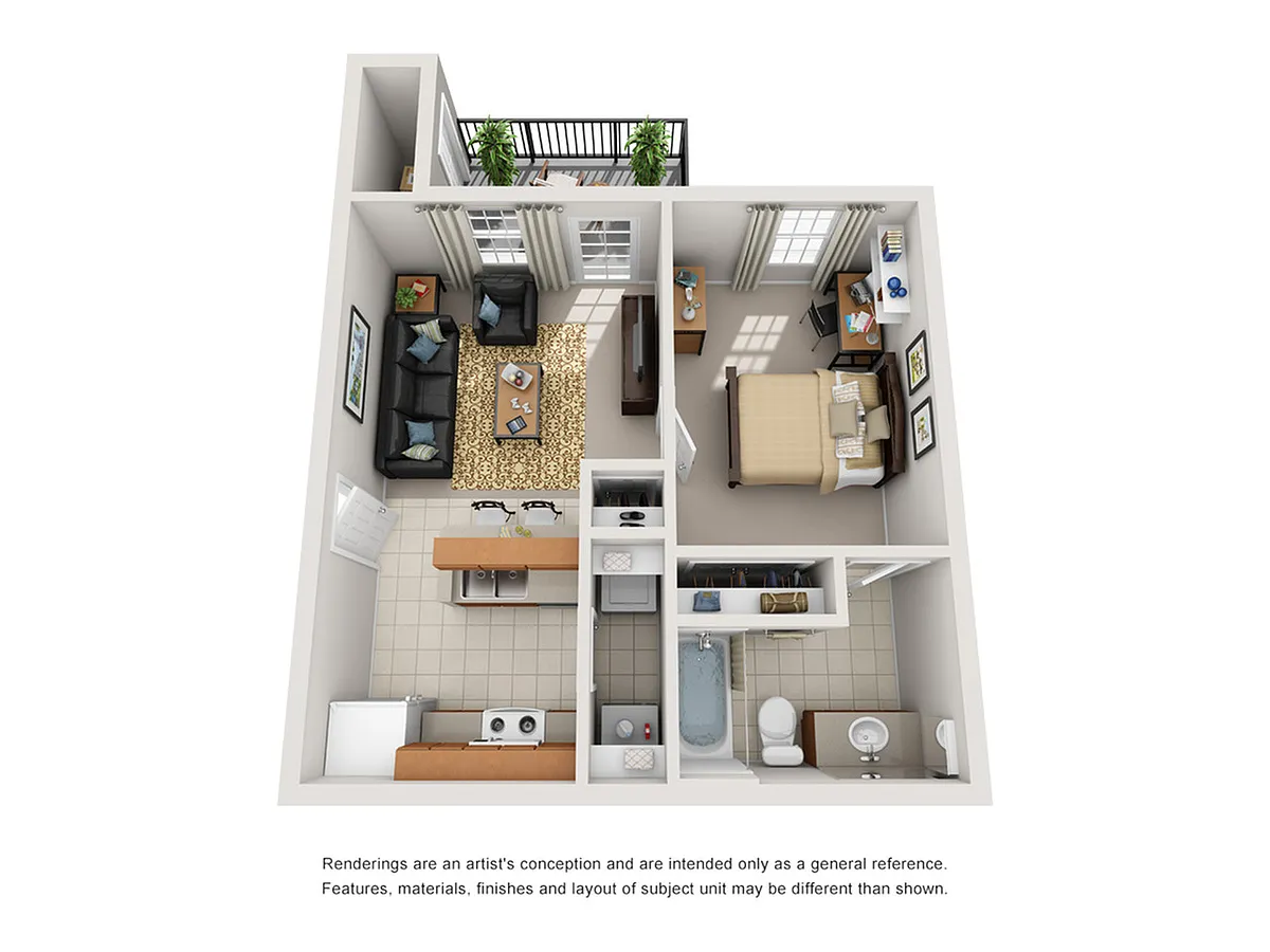 Floor plan 1 Bedroom 1 Bathroom