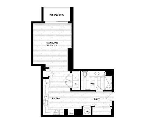 Floor plan Studio 207 Balcony