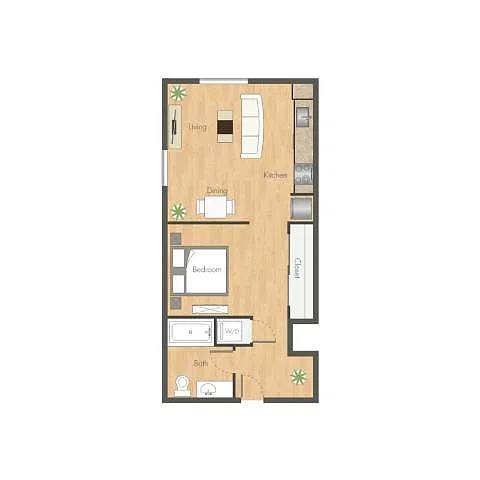 Floor plan Urban One Bedroom B3