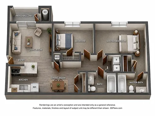 Floor plan 2 Bed | 2 Bath